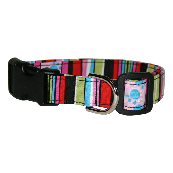 Multi Stripe & Paws Collar