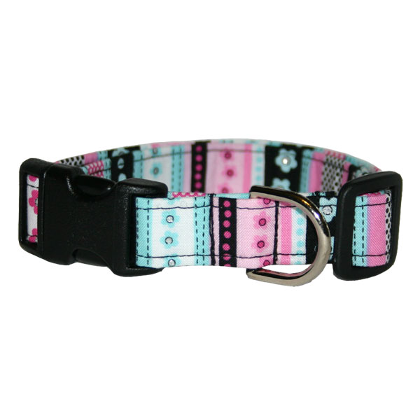 Pink & Teal Vertical Daisies Collar
