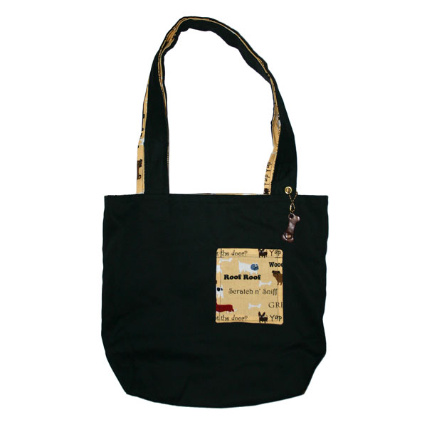 Black Dogs on Yellow Reversible Tote Bag